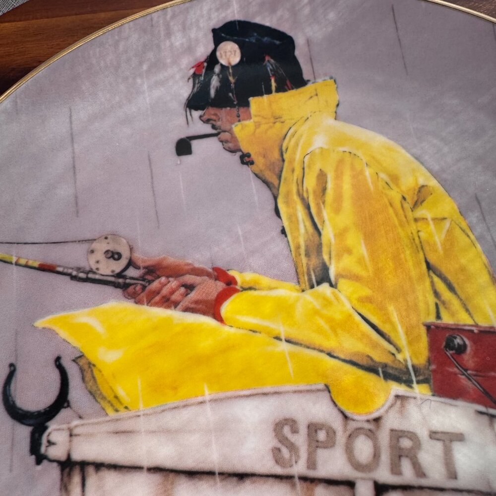 Vintage 1984 Norman Rockwell "Sport" Fishing Collector Plate by Gorham - Picture 4 of 6